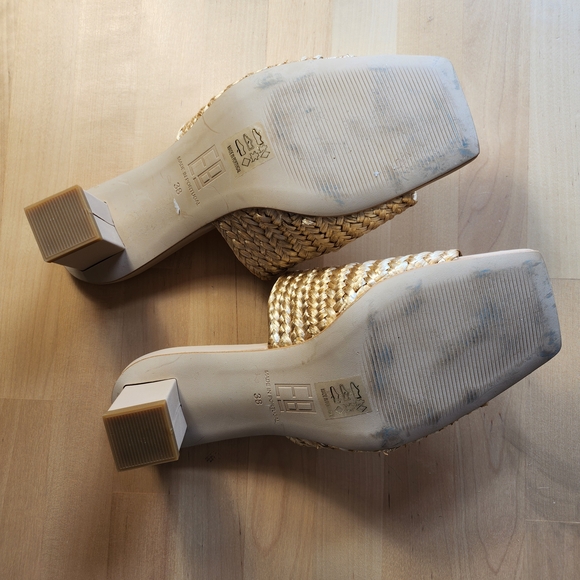 Miista Raffia Gold Square-Toe Sandals EU 38 - Picture 5 of 6